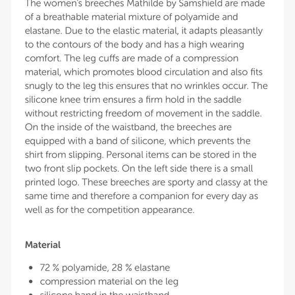 NWT Samshield taupe Mathilde equestrian breeches, size 24 - Picture 3 of 10